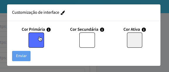 Modal de customização